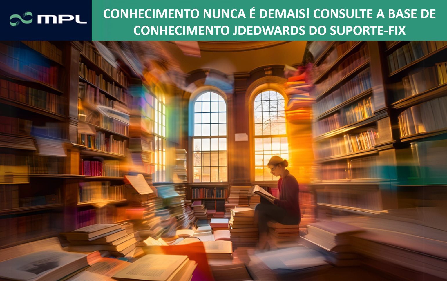 A woman in a library absorbing all the knowledge.