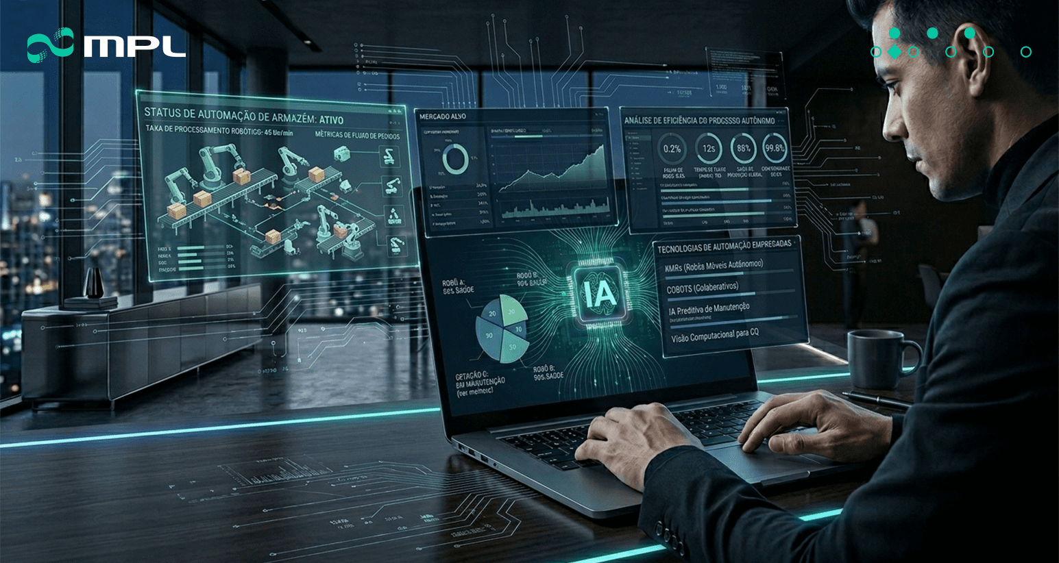 Homem interagindo com as configurações de uma automação inteligente na tela de um notebook.